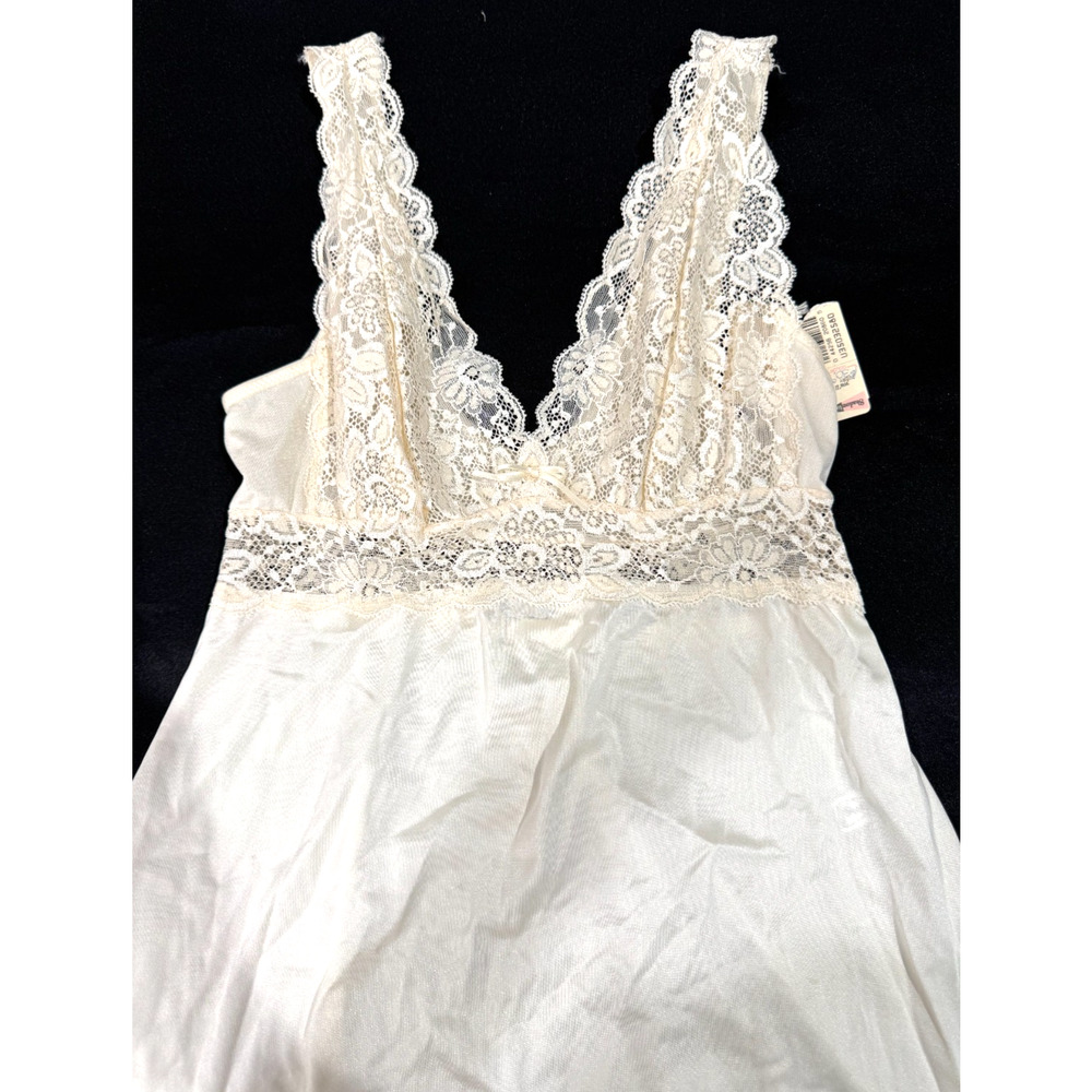 VTG 1960'S Shadowline Ivory w Lace Nylon Full Slip Dress SZ 32 NOS New NWT